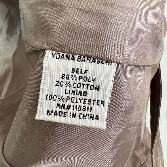 Yoana Baraschi Trench Coat Chocolate Drawstring‎ Waist Pockets Lined Size 6 - Picture 10 of 11